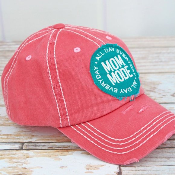 NWT Distressed Salmon Mom Mode Cap - Picture 3 of 3